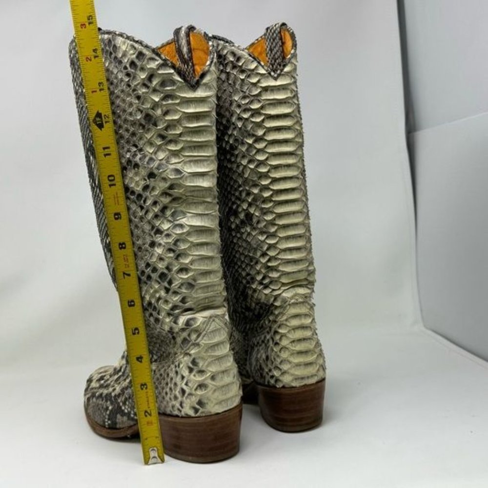 The Frye Company Deborah Pull On cowboy Boots phyton snakeskin goodyear welt 10M - Picture 12 of 16